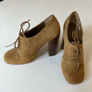 Tory Burch Lace Up Suede Heeled Booties